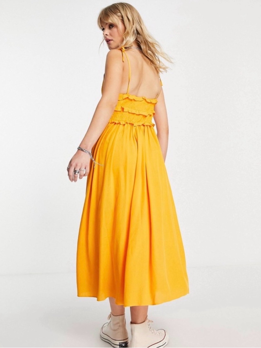 Top Shop Yellow Ruffled Smocked Maxi Dress - Picture 2 of 4
